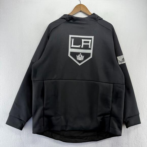 LA Kings Hoodie Men's XL Black Sweatshirt Graphic Adidas Tech pullover Training - Picture 1 of 9